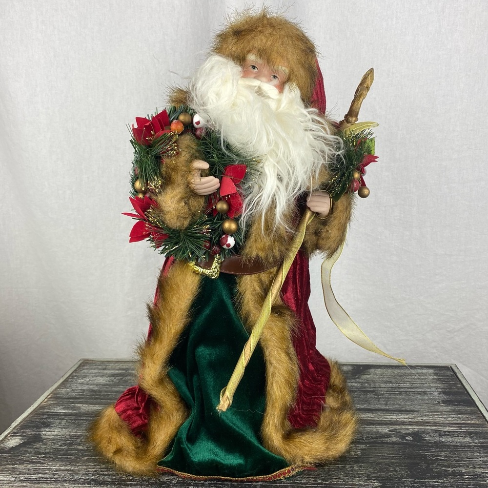Santa Clause Christmas Holiday Tree Porcelainâ Face Topper 18â